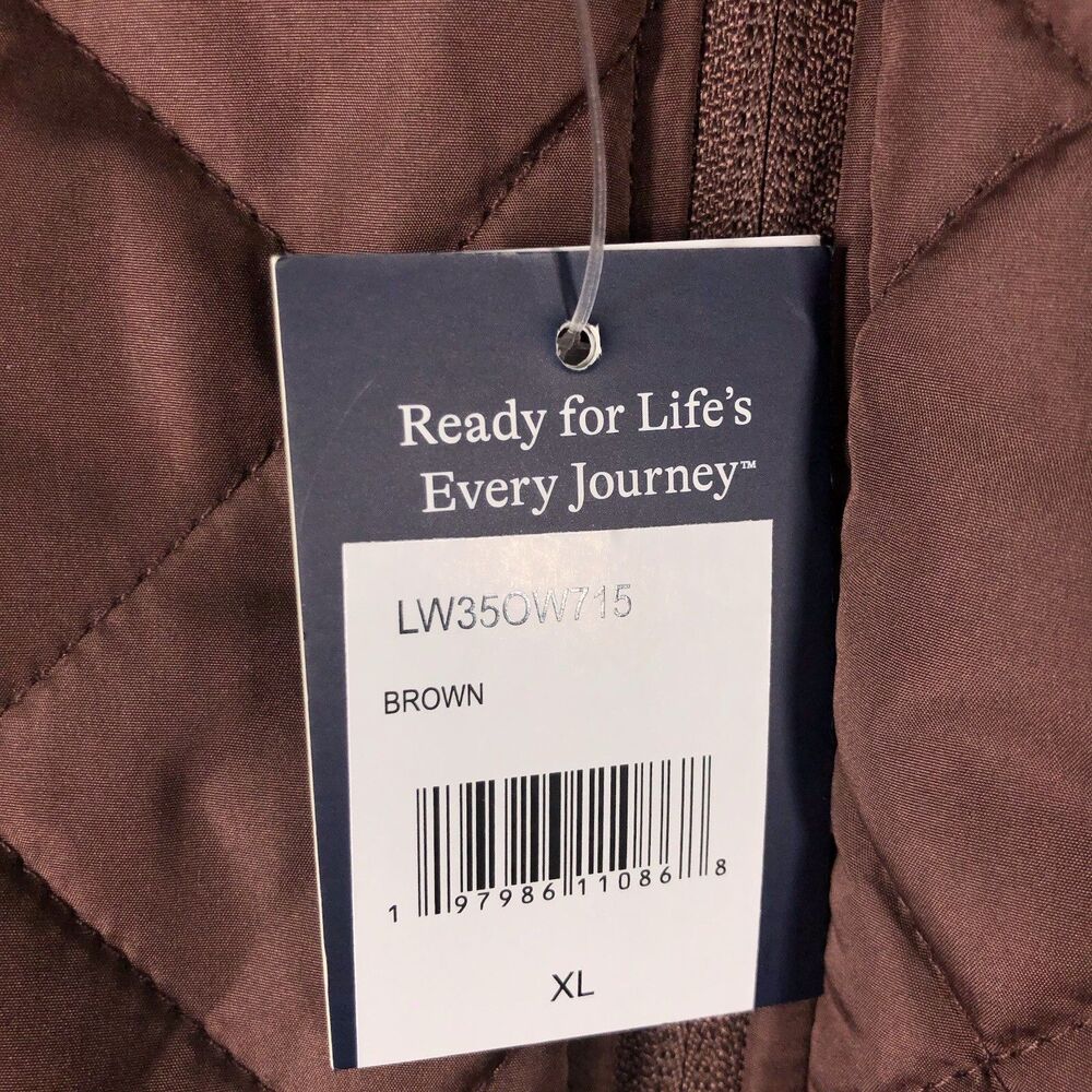 Lands End Quilted Vest Womens Size XL Brown Full Zip Pockets Outdoors NEW - Picture 6 of 7